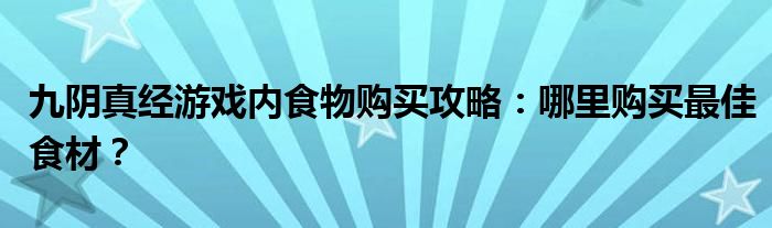 九阴真经游戏内食物购买攻略：哪里购买最佳食材？