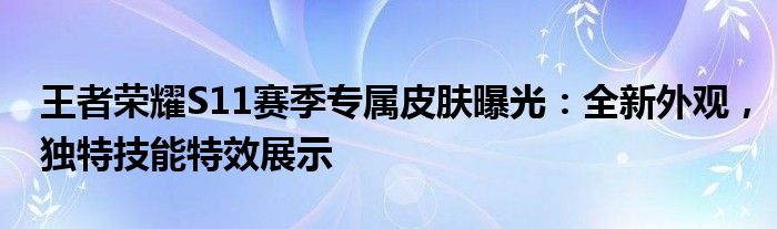 王者荣耀S11赛季专属皮肤曝光：全新外观，独特技能特效展示