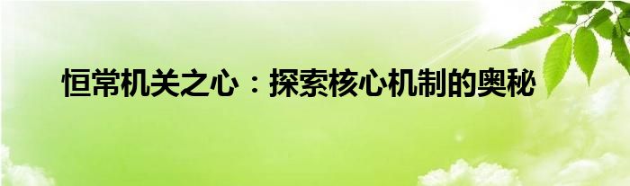 恒常机关之心：探索核心机制的奥秘