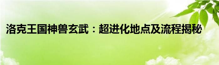 洛克王国神兽玄武：超进化地点及流程揭秘