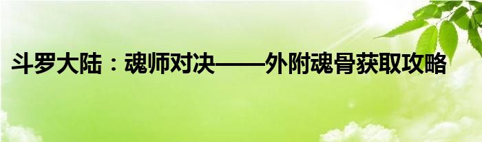 斗罗大陆：魂师对决——外附魂骨获取攻略