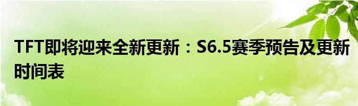 TFT即将迎来全新更新：S6.5赛季预告及更新时间表