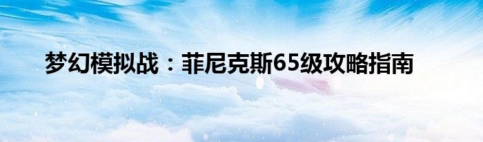 梦幻模拟战：菲尼克斯65级攻略指南