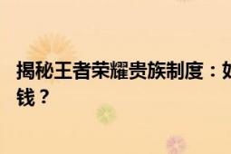 揭秘王者荣耀贵族制度：如何升级到贵族10，需要充值多少钱？