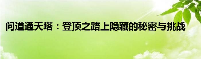 问道通天塔：登顶之路上隐藏的秘密与挑战